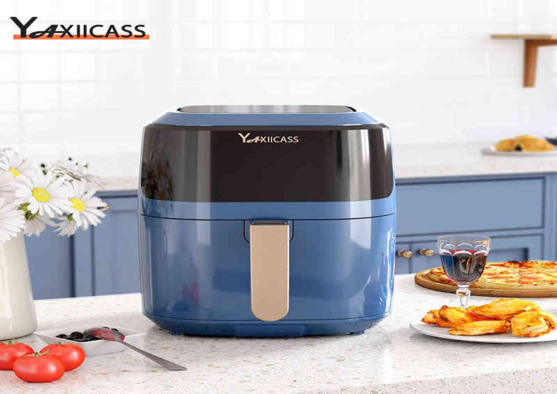 

YAXIICASS Air Fryer without Oil 45L LCD Touch Screen 1400W Double Use with Basket Electric Deep Fryer Oven No BPA Visual Window T