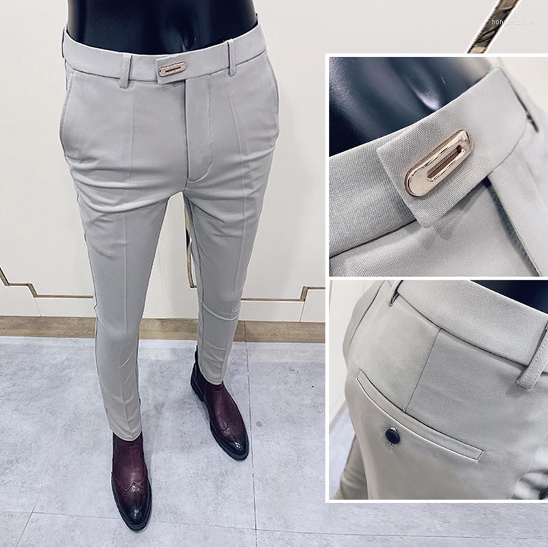 

Men's Suits 2022 Spring Autumn Fashion Solid Suit Pants Men Slim Fit Social Office Party Trousers Dress F137, Navy