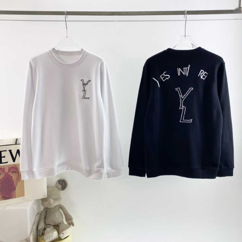 

Higher version sweater mens sweatshirt ysls designer hoodie classic print long sleeve tshirt men women pullover sweaters oversize coat 4xl 5xl, White