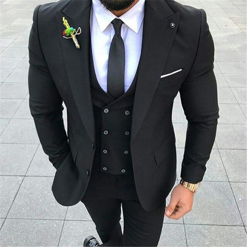 

Men's Suits Handsome Groomsmen Peaked Lapel Groom Tuxedos Mens Wedding Dress Man Blazer Prom Dinner 3 Piece Suit Jacket Pants Tie Vest, Gray