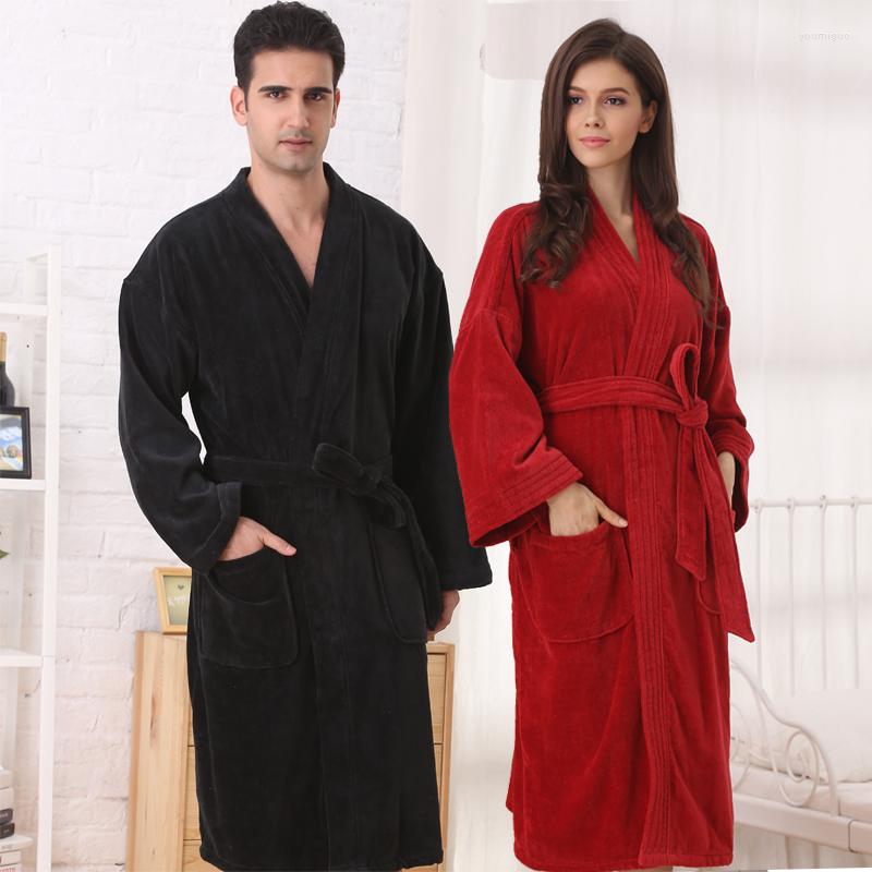

Men's Sleepwear Big Size Men Cotton Robe Thickening Bathrobe Winter, Navy blue