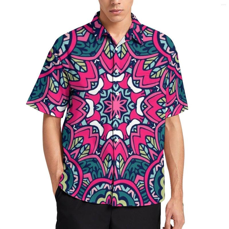 

Men's Casual Shirts Colorful Bohemia Print-3 Summer Shirt Mandala Flower Man Stylish Blouses Short-Sleeve, Style-3