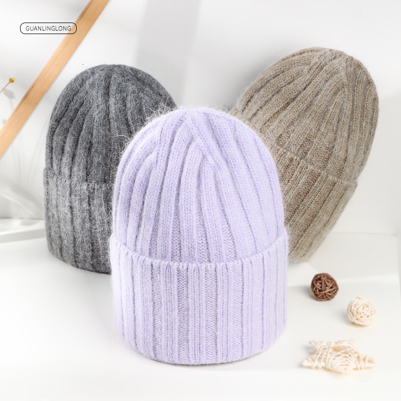 

Wide Brim Hats Bucket long Rabbit fur winter hat for women top quality autumn beanies Warm bonnet skullies fashion 221119, Blue