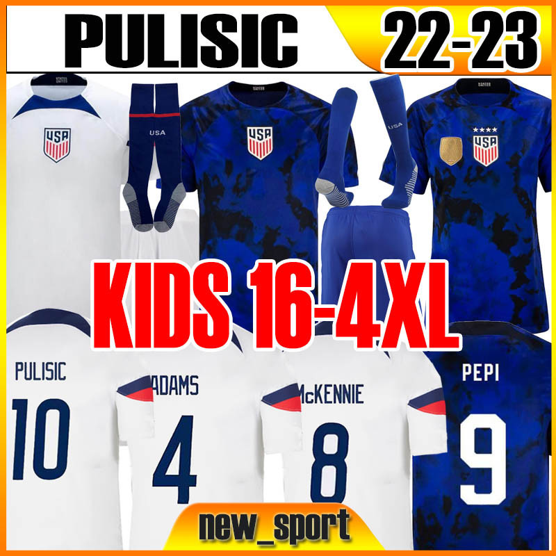 

XXXL 4XL 2022 PULISIC USAS Soccer Jerseys World cup A ERTZ BRADLEY AARONSON ALTIDORE jerseys WOODUS Shirts United States 2022 2023 Men Women Football shirt Top, 2022 world cup home kids