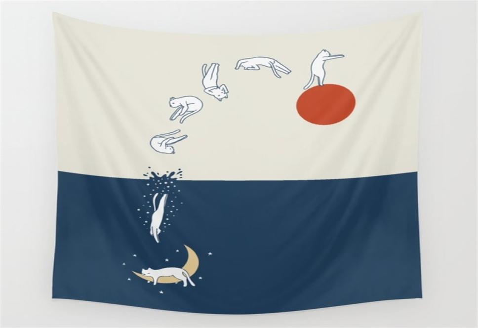 

Tapestries Cat Landscape Tapestry Wall Hanging Room Carpet Dorm Psychedelic Tapestries Art Home Decoration Accessories Living Room9810483