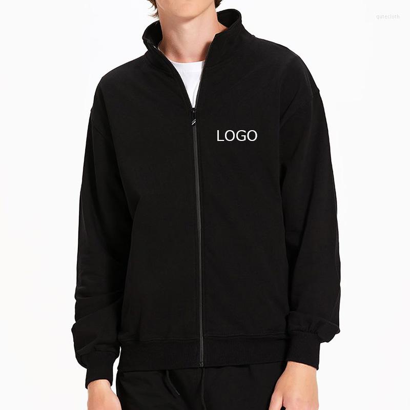 

Men' Hoodies Cotton Custom Printed Po Men Women DIY Personalized Clothes Long Sleeve Solid Sweatshirt Unisex Zipper Streetwear, Black