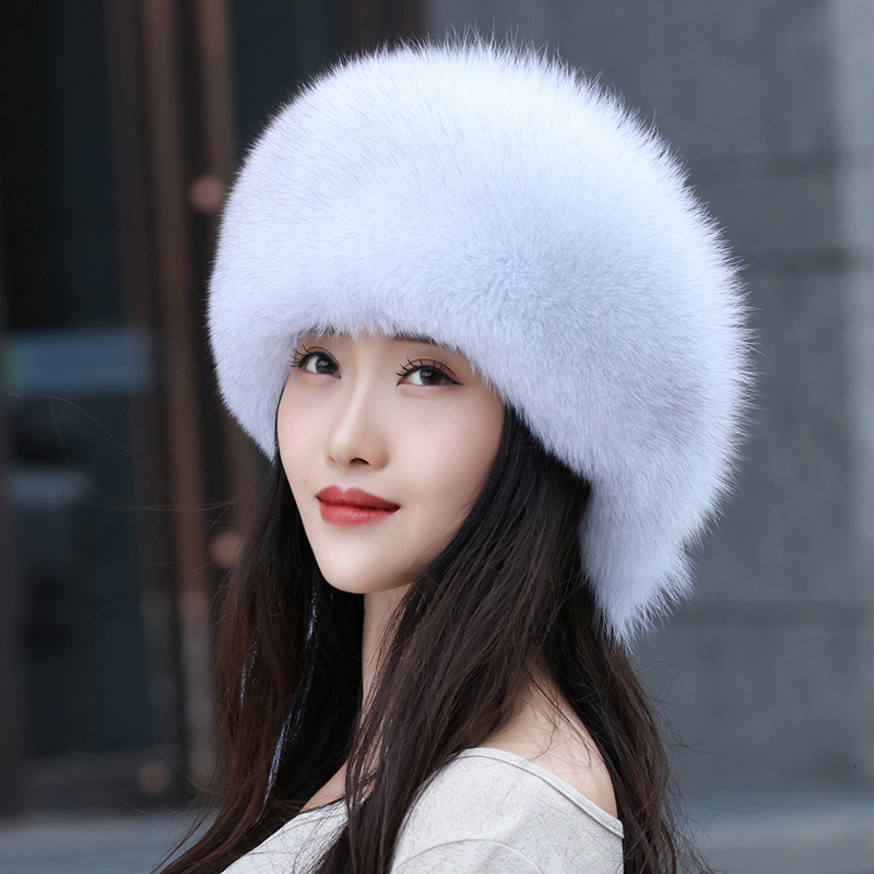 

Wide Brim Hats Bucket Real Fur Winter For Women Warm Thick Russian Beanie Stylish s Fluffy Natural Hat 221119, H pu hats