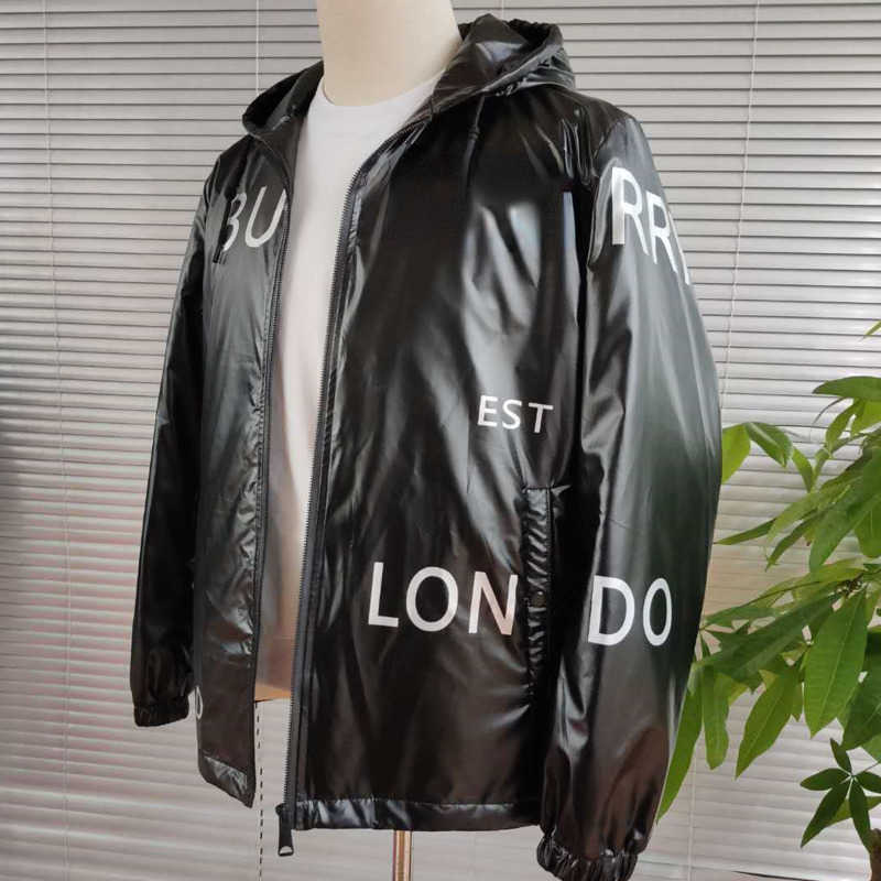 

Puls size mens hooded jacket burb designer jackets men women zippered cardigan coat metal nylon outerwear fashion waterproof coats, Silver