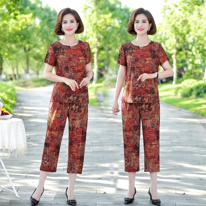 

Women's Tracksuits 2022 2 Piece Sets Women Summer T-shirt And Pants Two Set Tops Print Casual Blouses, Orange