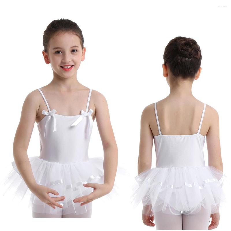 

Stage Wear Kids Girls Ballet Tutu Dress Sleeveless Dance Gymnastics Leotard Performance Ballerina Fairy Party Costumes, White