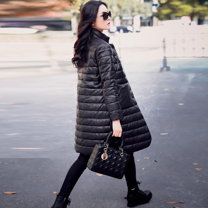 

Women' Leather Real Jacket Women Clothes Genuine Sheepskin Coat Duck Down Winter Chaqueta Mujer DVN18D0129 YY2220, Black