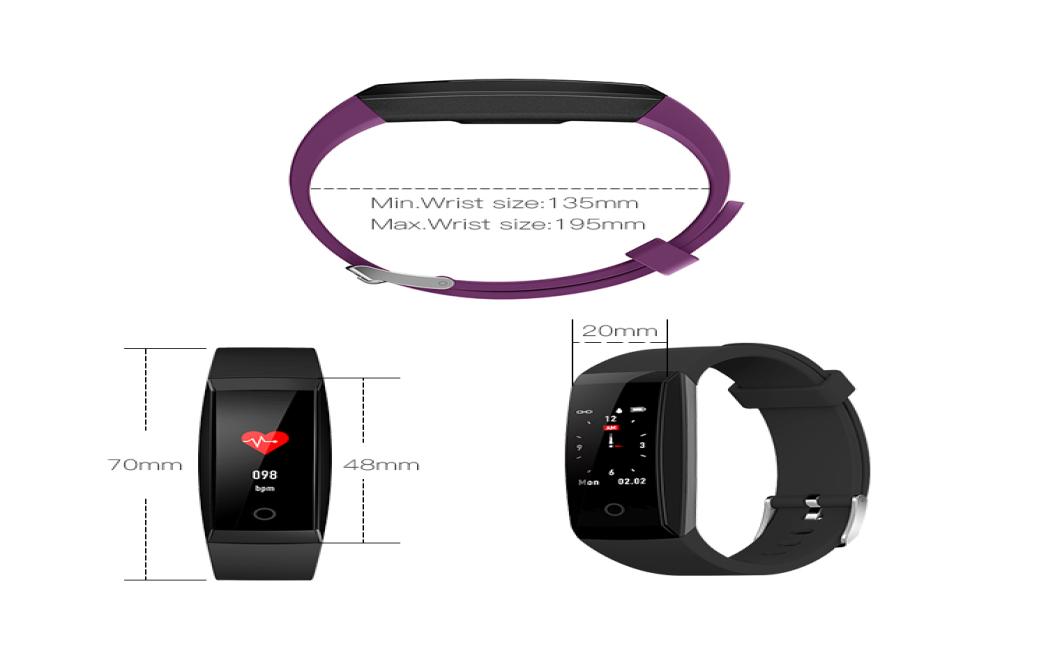 

W8 OTA Automatic Heart Rate Monitor Smart Bracelet Pedometer Tracker Smart Watch Color Screen Smart Wristwatch For iPhone iOS Andr
