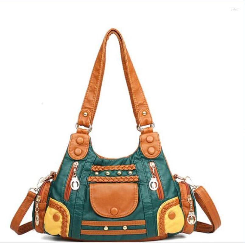 

Evening Bags Vintage High Quality Leather Luxury Handbags Female Bag Designer Ladies Hand For Women 2022 Sac A Main Femme Bolsa Feminina, Black