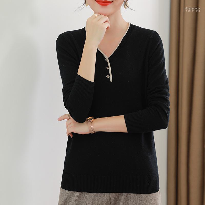 

Women' Sweaters Women' High Quality Genuine Wool Sweater 2022 Autumn Winter Pullover Women Female Knitted Kobieta SwetryZjt1402, Black
