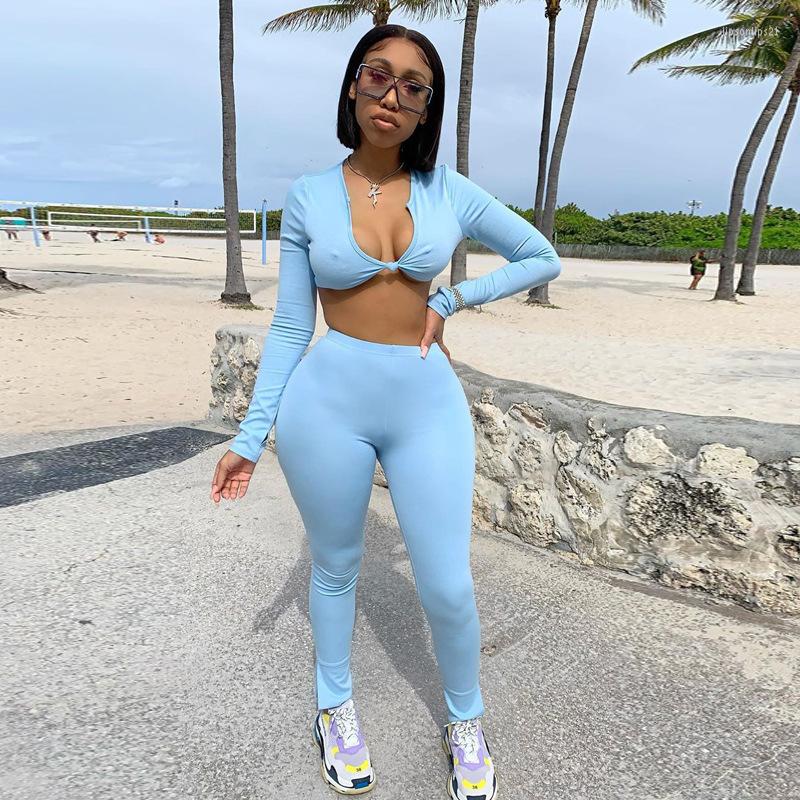 

Women' Two Piece Pants Hirigin 2022 Fall Sporty Sexy 2 Set Women V Neck Long Sleeve Crop Tops And Tracksuits Casual Outfits, Black