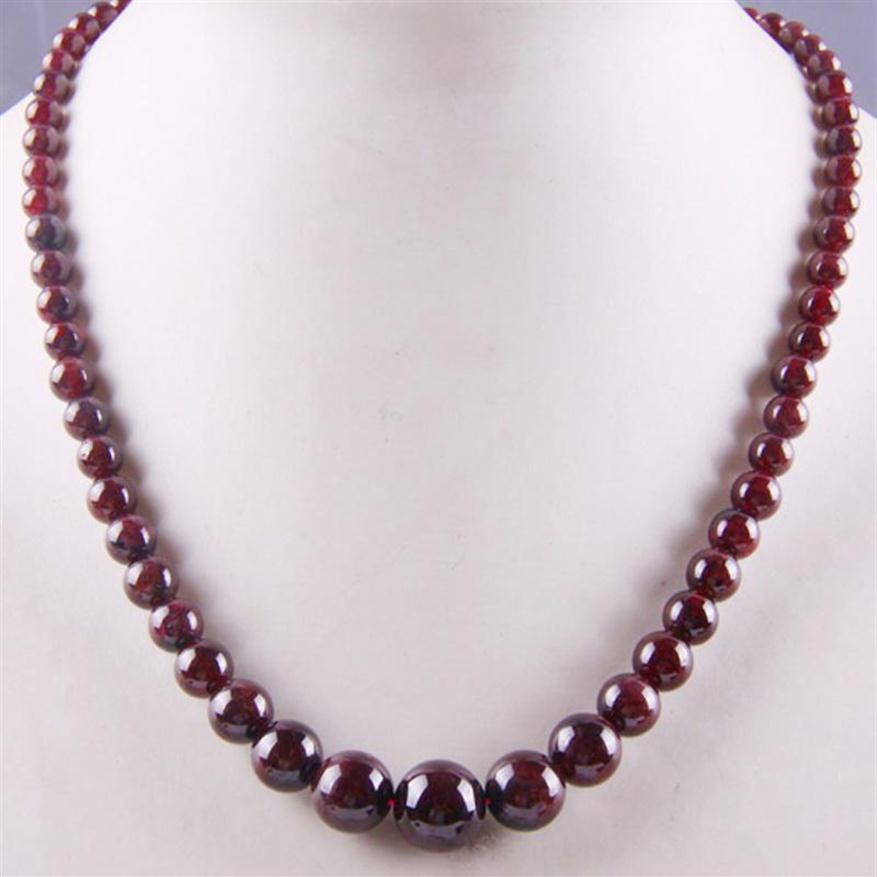 

Natural Garnet Graduated Round Beads Necklace 17 Inch Jewelry For Gift F190 Chains2954