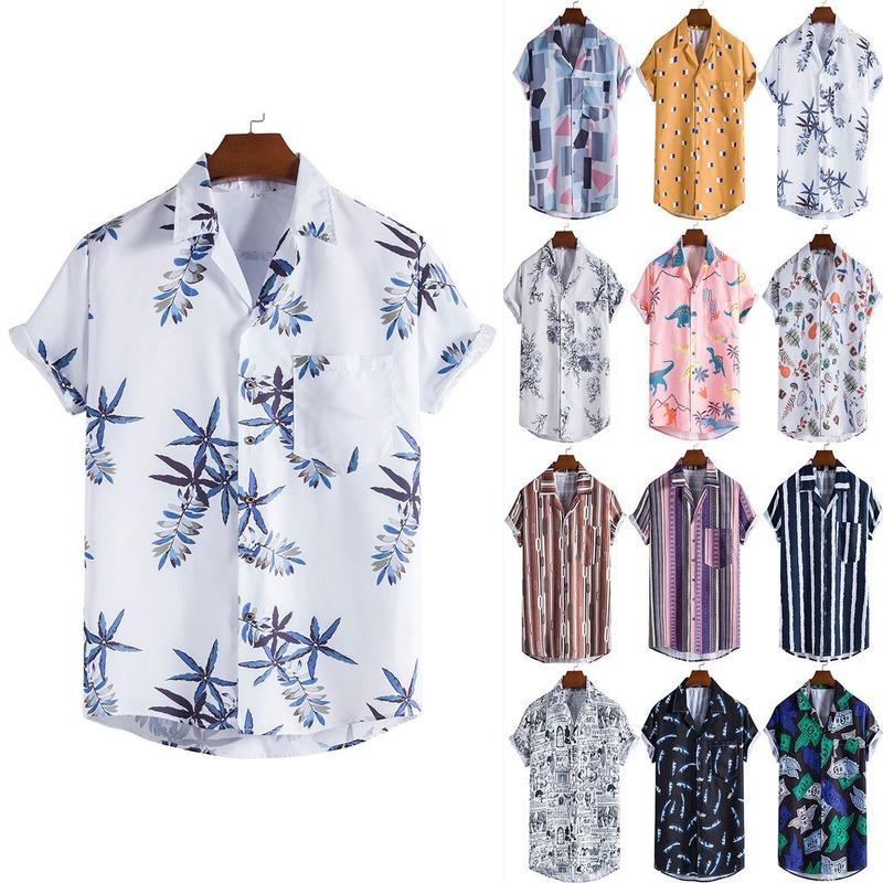 

Men' Casual Shirts 2022 Style Men' Shirt Print Vintage Short Sleeve Streetwear Tops Tess Loose Male Beachwear Holiday Hawaiian E30