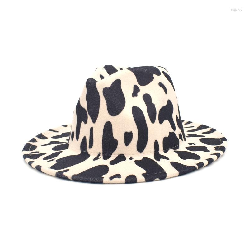 

Berets Winter Cow Leopard Print Jazz Fedora Bucket Hat Women Outdoor Warm Sun Soft Fisherman Ladies Fashion Panama