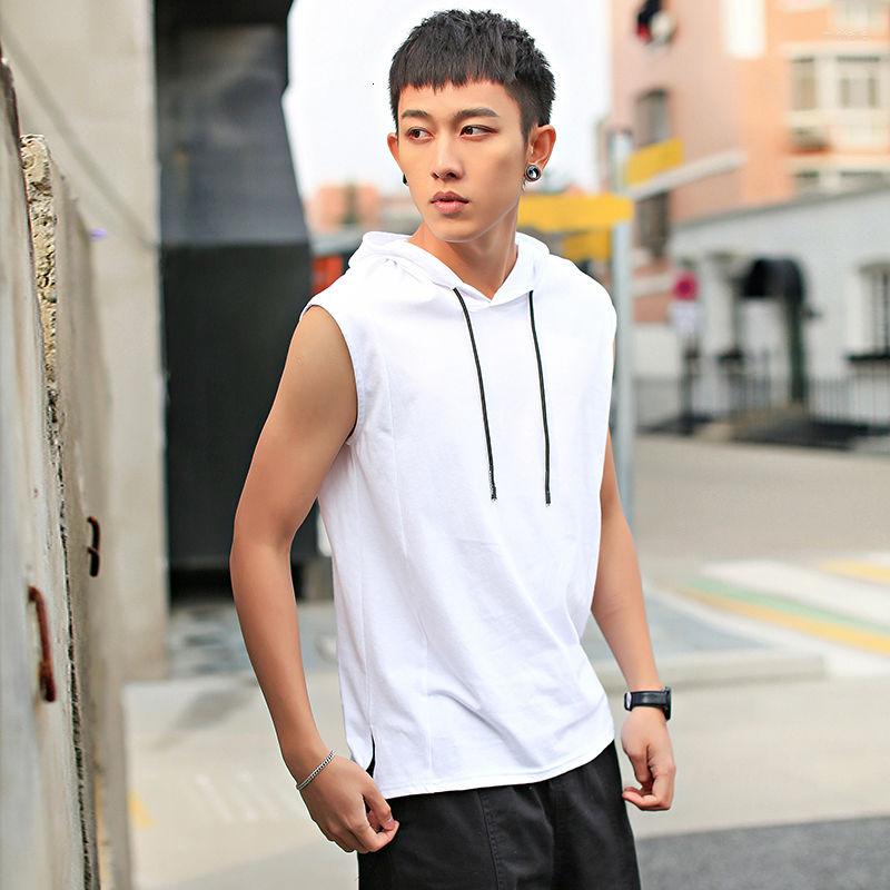 

Men's Hoodies Spring Sleeveless Hoodie Men Hooded Sports Top Fashionable Vest Summer Thin Fitness Sweatshirts, Black