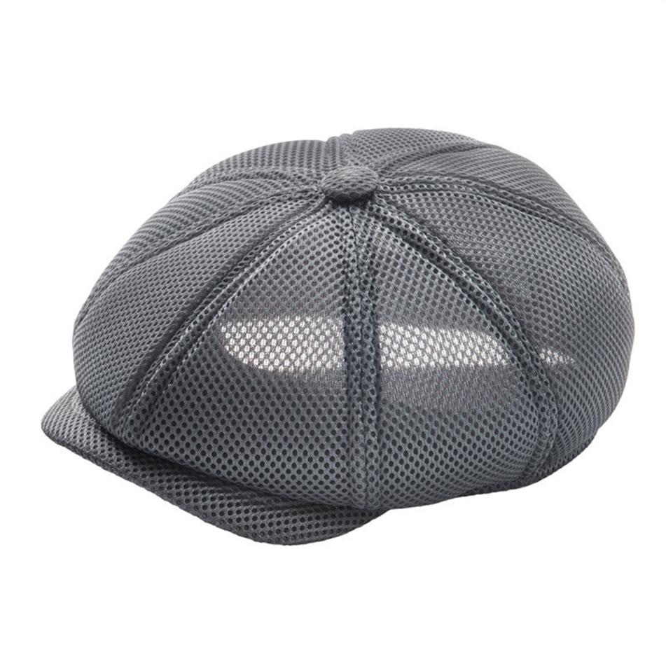 

FEINION Newsboy Cap Men Women Gatsby Caps Baker Boy Hat Breathable Summer Mesh Cabbies 8 Panel Apple Hats 076 201204292Y, Black