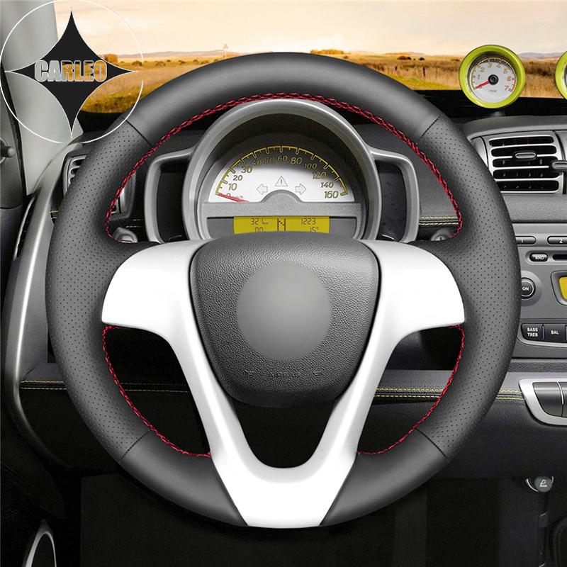 

Steering Wheel Covers DIY Car Cover For Smart Fortwo 2009-2012 2013 Forjeremy Genuine Black Leather Stitching Custom Holder