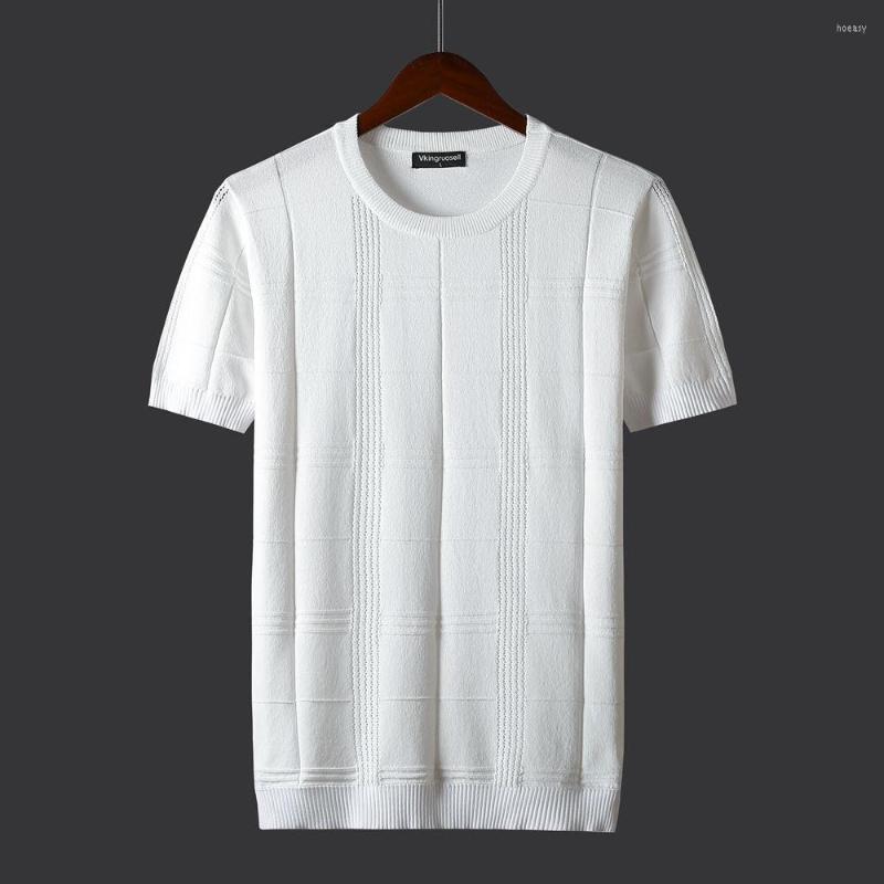 

Men's T Shirts Round Neck Short Sleeve T-shirt Korean Summer Fashion Ice Silk Easy To Match Knitted 2022, White
