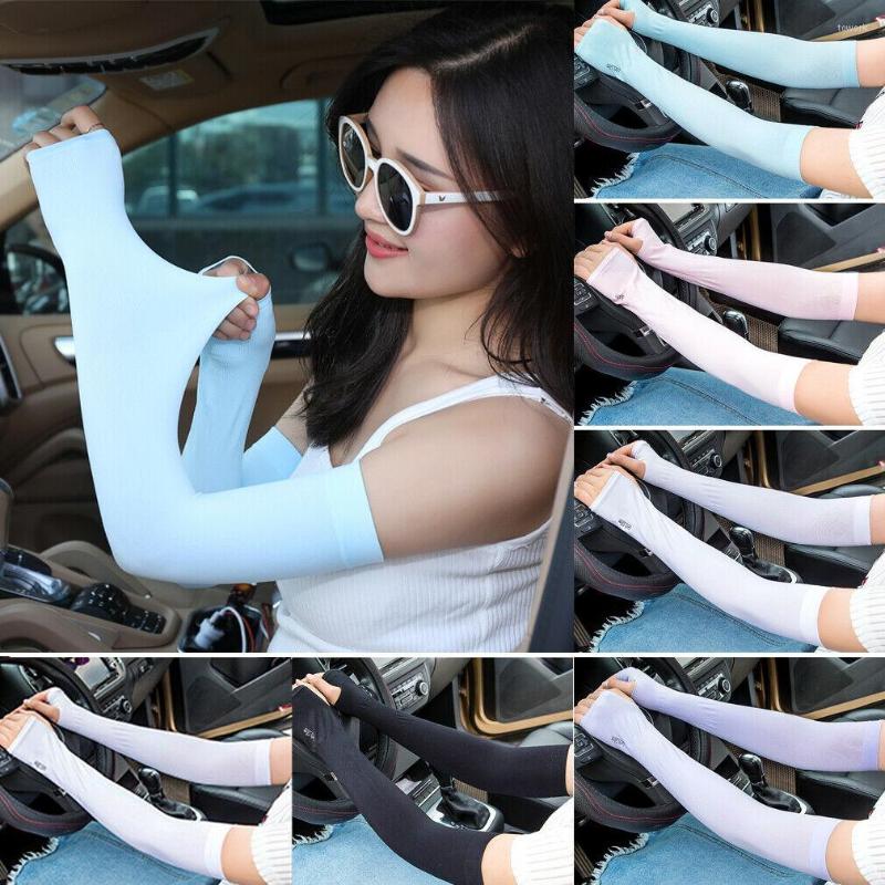 

Knee Pads Women Cute Protection Arm Warmer Long Fingerless Stretchy Gloves Sleeves Mittens Sun Protect Cover, White
