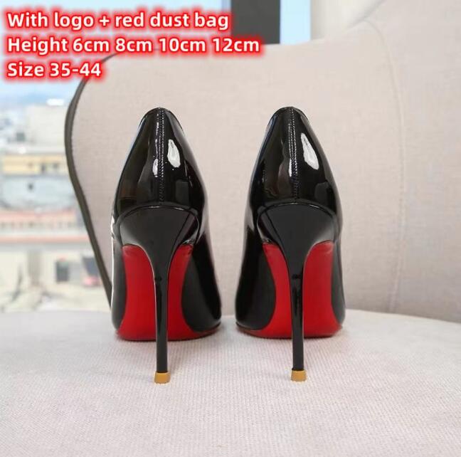 

Brand Pumps High Heel Shoes Real Leather 8 10 12cm Sexy Pointed Toes Women Nude Black Patent Leathers Wedding Shoe, Color 15