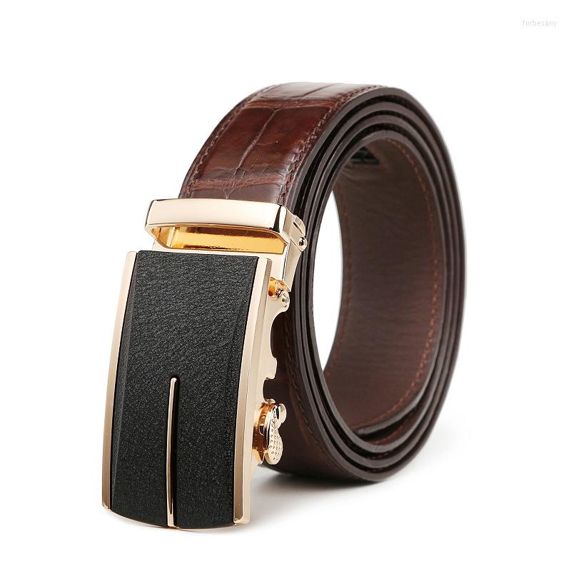 

Belts Linshe Crocodile Men Belt Male Automatic Buckle Genuine Leather Youth Business Leisure, Black