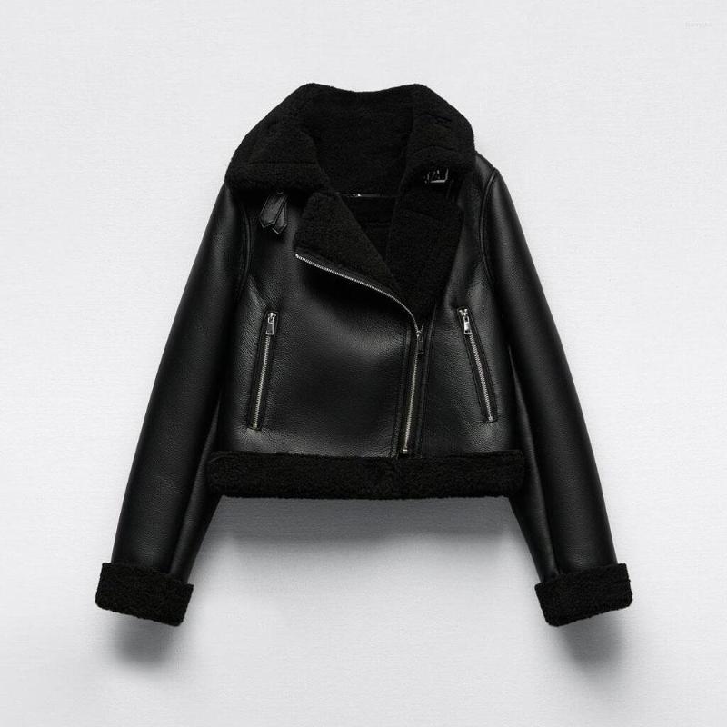 

Women's Fur Fall And Winter Women's Fashion Versatile Black Integrated Double-sided Imitation Leather Jacket Coat