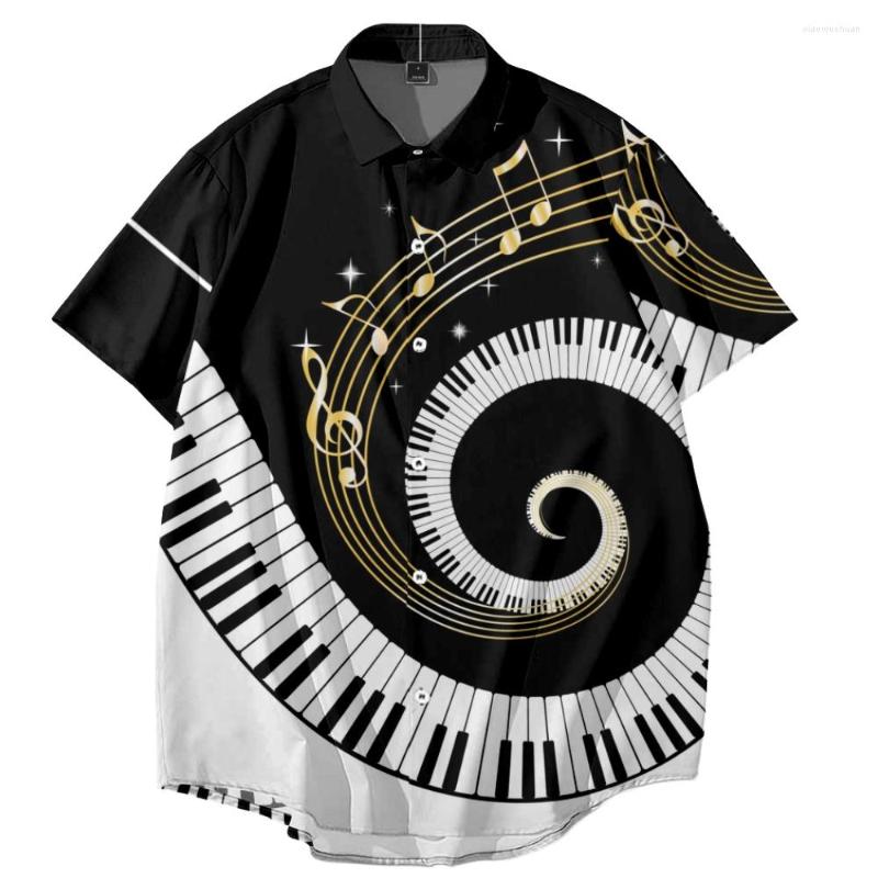 

Men's Casual Shirts Piano Music Black White Printed Shirt Men 2022 Summer Turn-down Collar Men's Streetwear Clothing Hawaiian Dropship, 00325