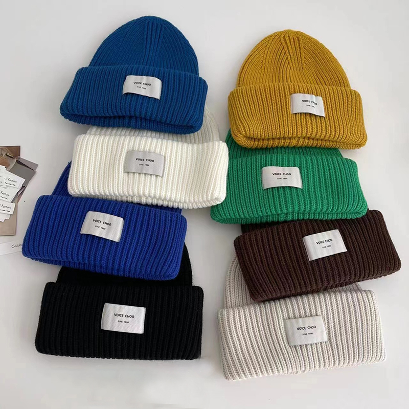 

Wide Brim Hats Bucket Luna Dolphin Korean Simplicity Wool Hat Ins Label Letters Striped Woolen Leisure Winter Autumn Warm Soft Strip Knitted Cap 221119, Dark blue