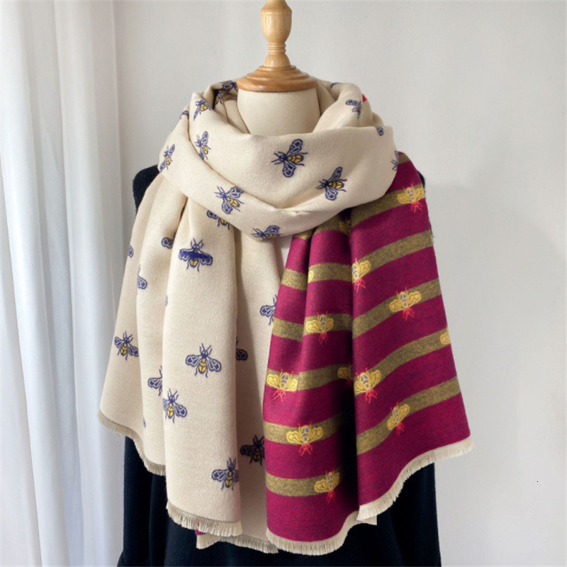 

Scarves Luxury brand Winter Scarf Women Cashmere Warm Pashmina Foulard Lady Horse Thick Soft Shawls Wraps 221119
