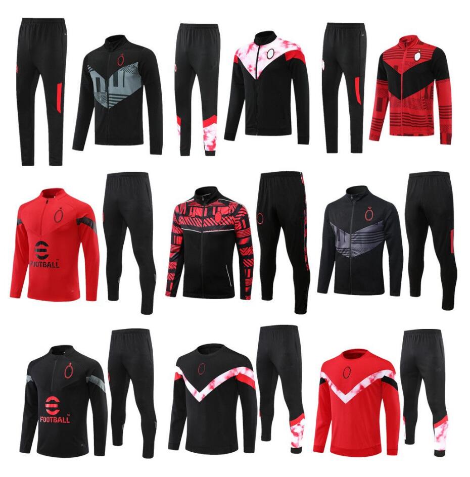 

22 23 IBRAHIMOVIC PIATEK KAKA Soccer training suit jacket Survetement 22/23 maillot de foot CALHANOGLU mIlan football Tracksuit, Black