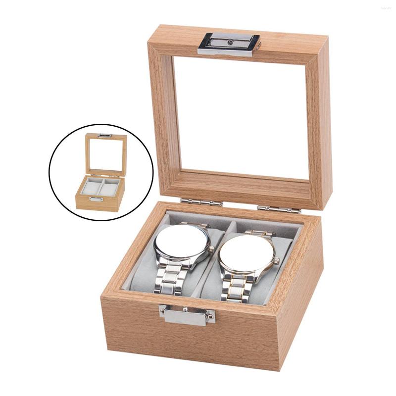 

Watch Boxes Wooden Box Glass Top Vintage Soft Pillow Collection Organizer Gift For Men Women