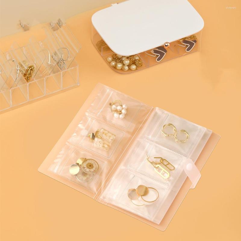 

Jewelry Pouches Organizer Bag Transparent PVC Loose-leaf Sealed Portable For Ring Necklace Earrings Anti-oxidation Buckle Storage Book