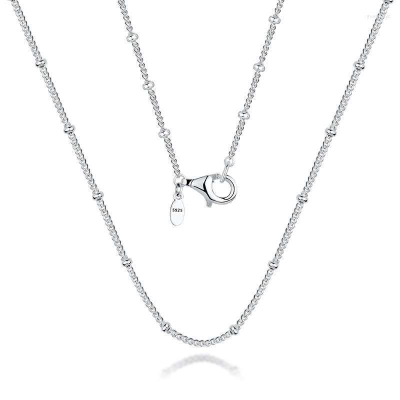 

Chains Genuine 925 Sterling Silver Choker Beaded Necklace Link Chain Necklaces For Women Fashion Jewelry Collier Femme Collares