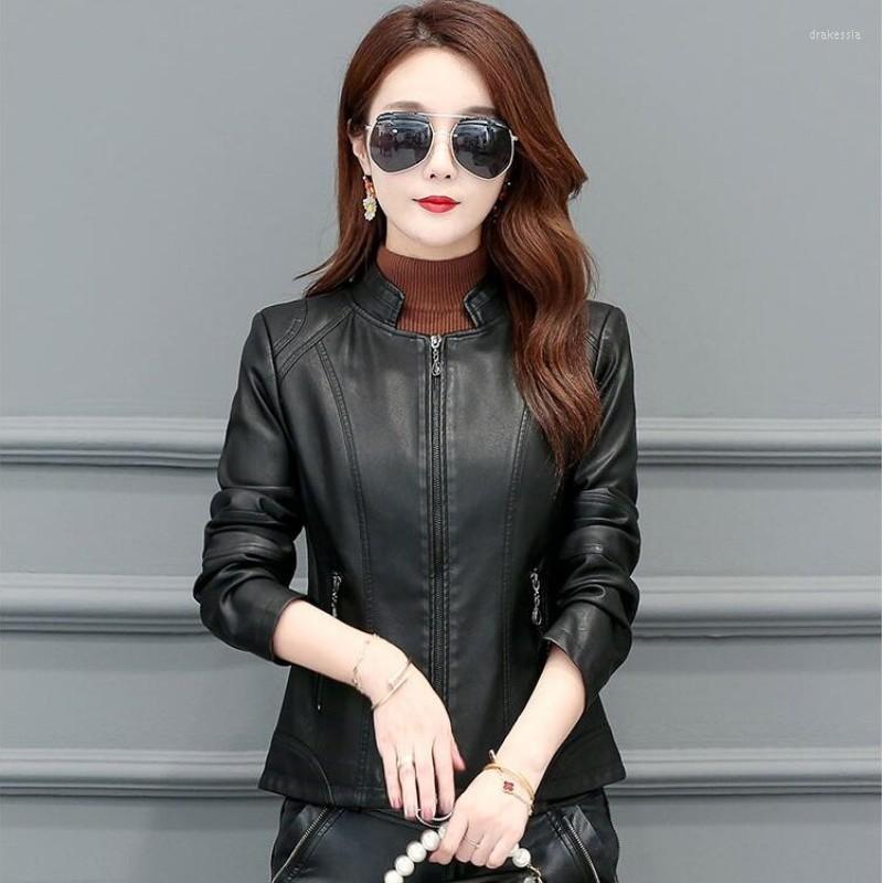

Women's Leather 2022 Mujer Genuine Jacket Women Short Sheepskin Coat Autumn Slim Design Jackets Coats For Ladies Black Outerwear