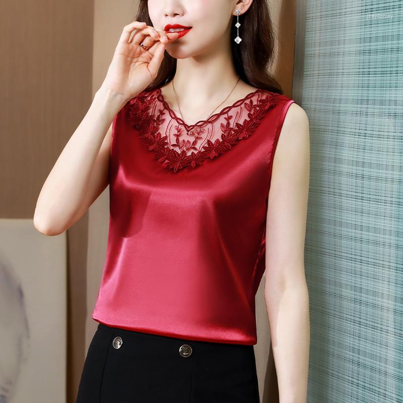 

Women's Tanks Summer Lace Tank Top Women Silk Camis Solid Old Tops For Ages 18-35 Years, Black