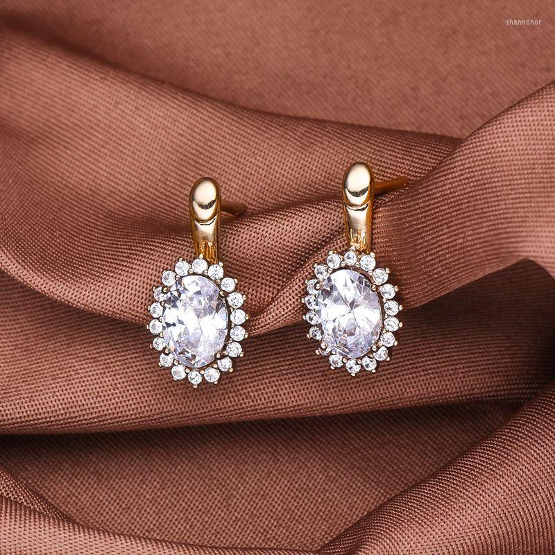 

Stud Earrings Dckazz Classic Natural Big Zircon Crystal 585rose Gold Color Exquisite Shiny For Wedding Jewelry Gift