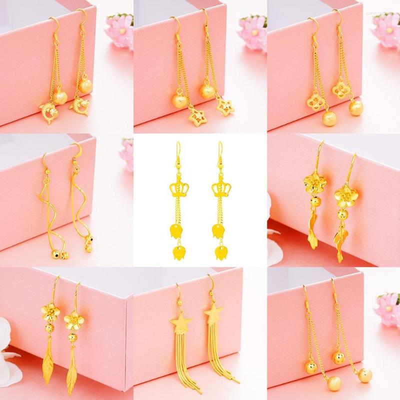 

Dangle Earrings Dubai Ear Line Tassel For Women 2022 24K Gold Color Butterfly Earring Fashion Female Wedding Jewelry Gifts