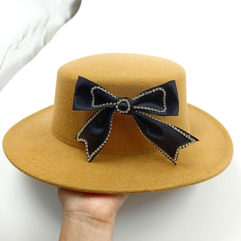 

Berets Winter Women's Hat Australian Wool Top Fashion Panama Flat French Bow Accessories, 25