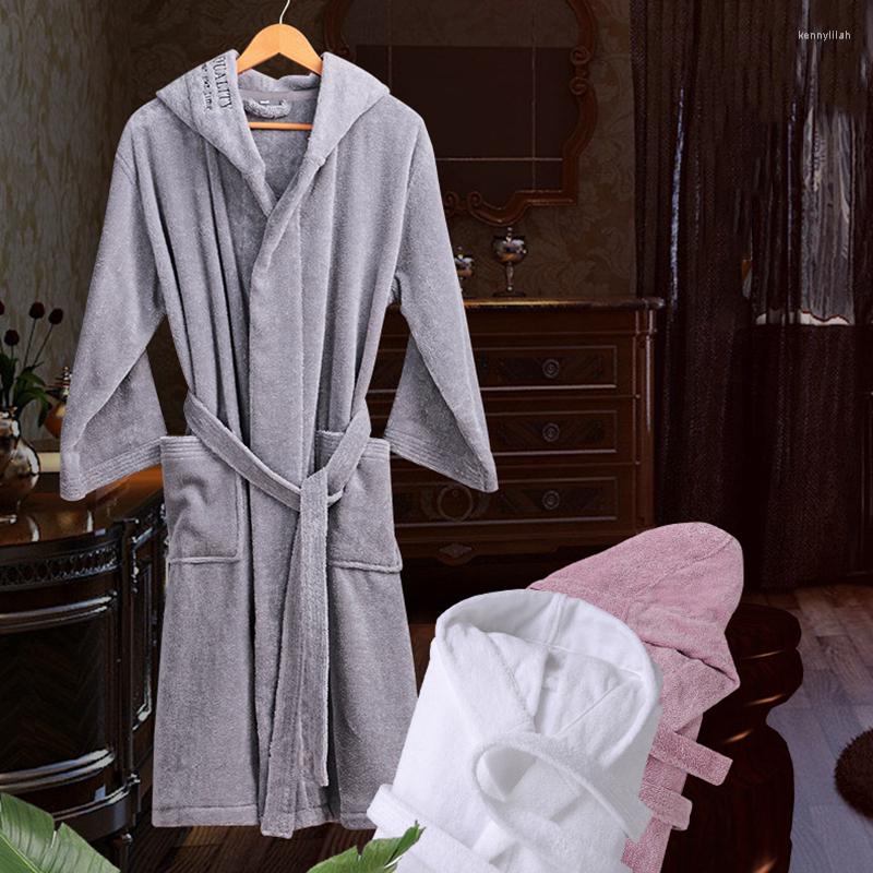 

Men's Sleepwear Winter Bathrobe Men Luxury Cotton Hooded Male Robe Lovers Flannel Thick Long Sleeve Soft Warm Mens White, Pink