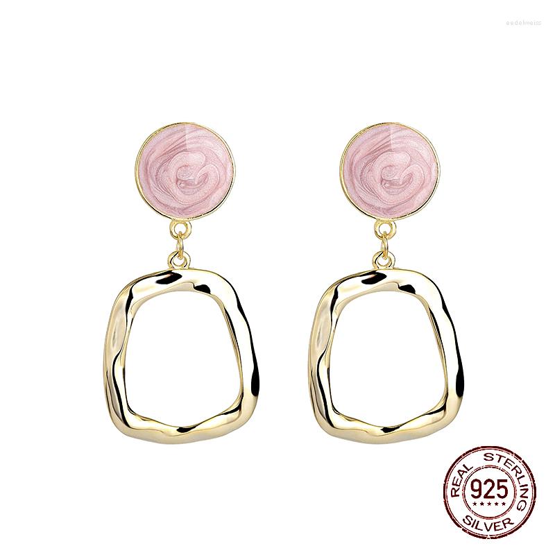 

Stud Earrings Geometric Soild S925 Sterling Silver For Women Oval Irregular Square Long Fashion Fine Jewelry Wholesale