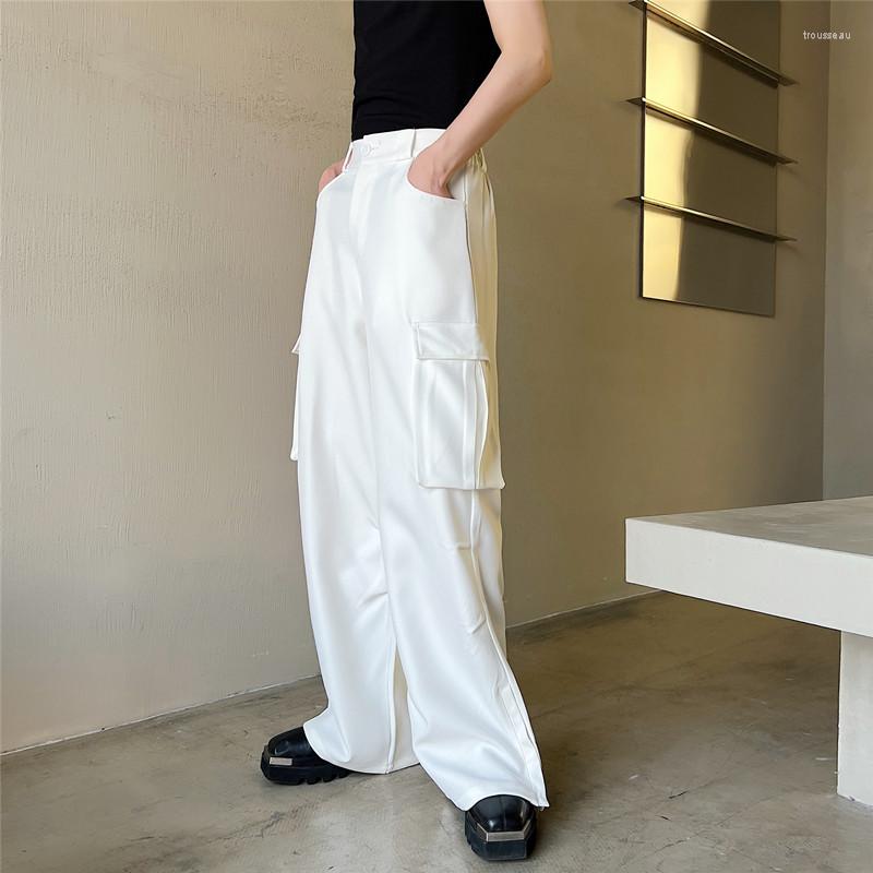 

Men's Pants Zipper Splits Hem Pant Men Japan Korean Streetwear Fashion Loose Casual Cargo Male Vintage Straight Long Trousers, 6237 black