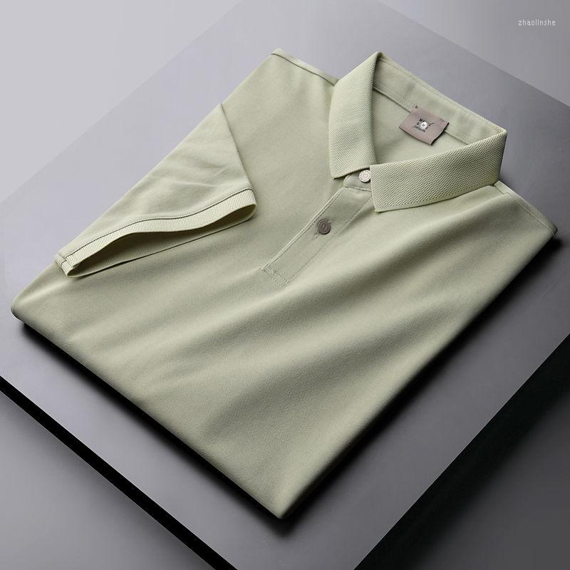 

Men's T Shirts Solid Color Short Sleeve Shirt Pole Smart And Informal Ice Silk Wear Lapel Top W1512022 Summer, Black