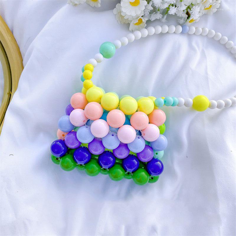 

Evening Bags Ladies Messenger Bag Colorful Beads Weaving Handbags Mini Single Shoulder Square Small For Work Shopping Travel