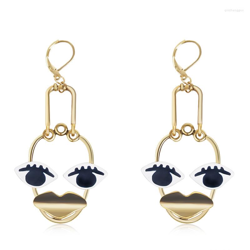

Dangle Earrings Gold Color Vintage Metal Earring Big Eye Mouth Duck Drop Women Party Bridesmaid Girl Gifts