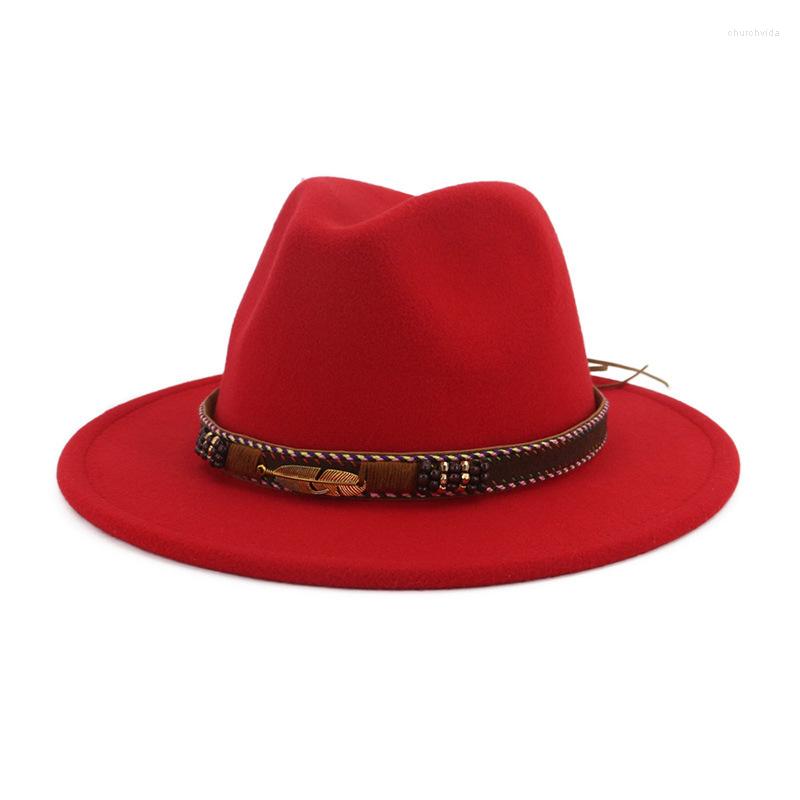 

Berets 2022 Woolen Unisex Felt Hat Panama Jazz Fedoras Hats Bowler Vintage Cap Formal Party And Stage Top For Women Men HF39, Pink