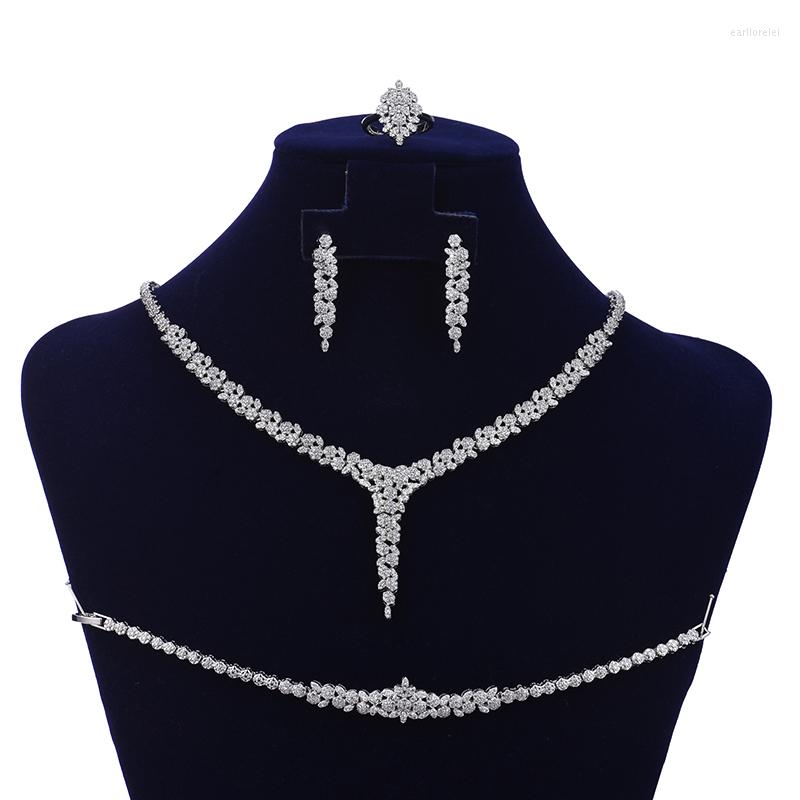 

Necklace Earrings Set Jewelry HADIYANA Gorgeous Women Wedding Fahion Party Earring Ring And Bracelet Zircon CN1525 Conjunto De Joyas, Picture shown
